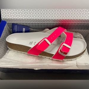 New in box hot pink Birkenstocks. Size 10.